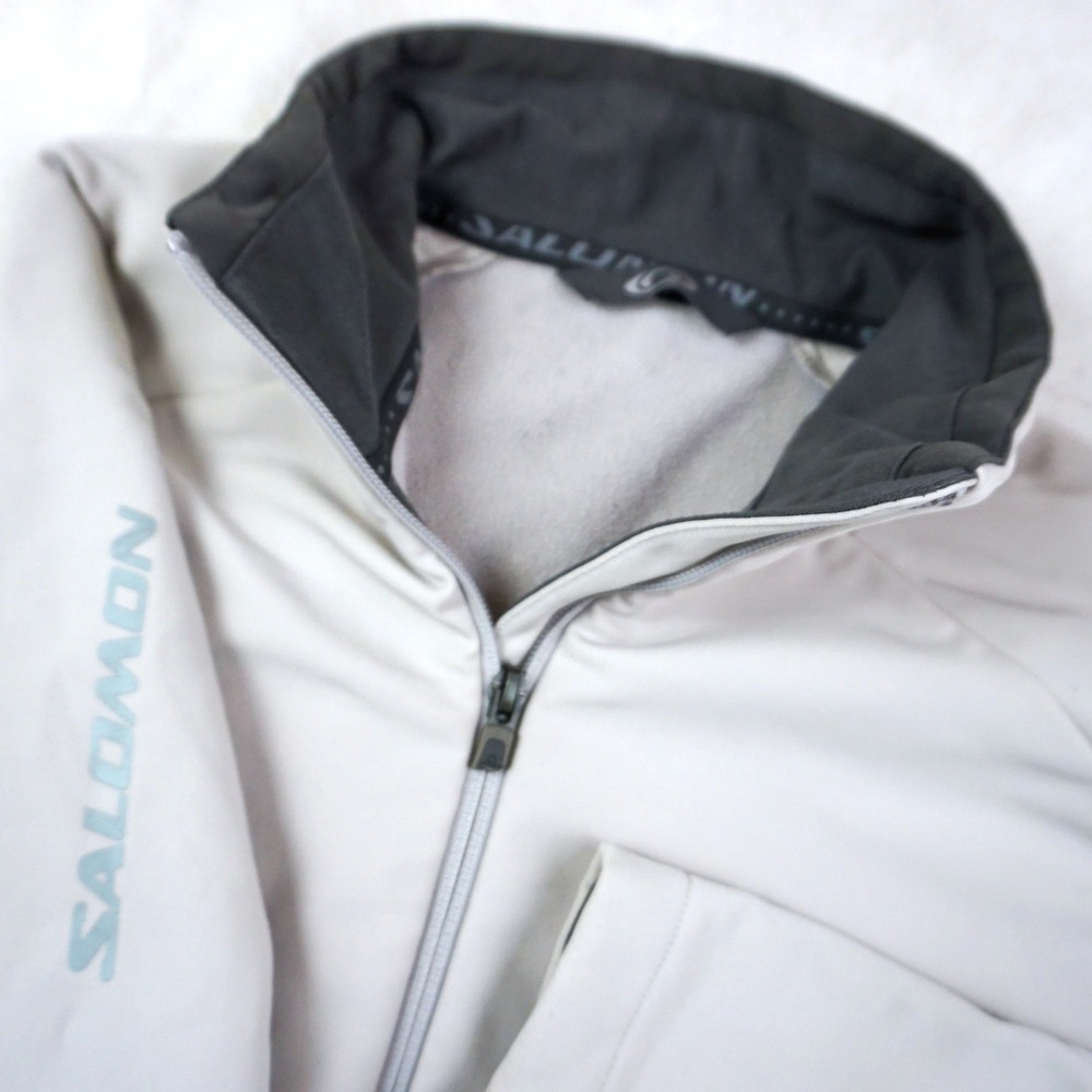 Salomon Jacket Women's Full Zip Lightweight Beige Gray Coat Outdoor Active